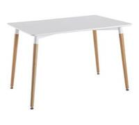 ZURI - Table Rectangulaire Blanche et Pieds effet Bois -