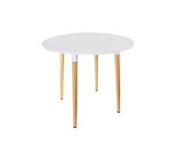 ZURI - Table Ronde Blanche et Pieds effet Bois -