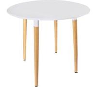 ZURI - Table Ronde Blanche et Pieds effet Bois - Altobuy Blanc G