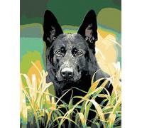 Zuty - Peinture au diamant - BERGER ALLEMAND DANS L'HERBE, 40 x 50 cm, toile tendue sur châssis