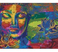 Zuty - Peinture au diamant - Bouddha arc-en-ciel, 40 x 50 cm, toile tendue sur châssis