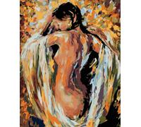 Zuty - Peinture au diamant - FEMME SEMI-NUDE EN COULEURS, 40 x 50 cm, toile tendue sur châssis