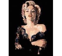 Zuty - Peinture au diamant - MARILYN EN ROBE NOIRE, 40 x 50 cm, toile tendue sur châssis