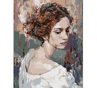 Zuty - Peinture au diamant - PORTRAIT DE FEMME RÊVEUSE, 40 x 50 cm, toile tendue sur châssis