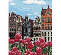 Zuty - Peinture au diamant - TULIPES À AMSTERDAM II, 40 x 50 cm, toile tendue sur châssis