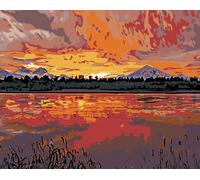 Zuty - Peinture diamant - BEAU COUCHER DE SOLEIL, 40 x 50 cm, toile tendue sur châssis