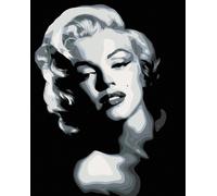 Zuty - Peinture diamant - MARILYN NOIR ET BLANC, 40 x 50 cm, toile tendue sur cadre