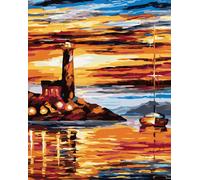 Zuty - Peinture diamant - PHARE ET VOILIER, 40 x 50 cm, toile tendue sur châssis