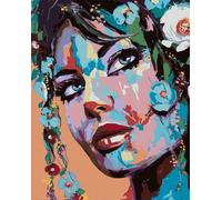 Zuty - Peinture par numéros - POP-ART PORTRAIT DE FEMME AVEC DES FLEURS, 40x50 cm, toile tendue sur châssis