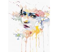 Zuty - Peinture par numéros - PORTRAIT DE FEMME ET COULEURS COULÉES, 40 x 50 cm, toile tendue sur châssis