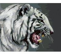 Zuty - Peinture par numéros - PORTRAIT DE TIGRE BLANC RUGISSANT (D. RUSTY RUST), 40 x 50 cm, toile tendue sur châssis