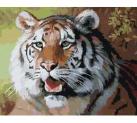 Zuty - Peinture par numéros - TIGRE À LA GUEULE OUVERTE PORTRAIT (D. RUSTY RUST), 40 x 50 cm, toile tendue sur châssis