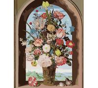 Zuty - Peinture par numéros - VASE AVEC FLEURS DANS UNE NICHES DE FENÊTRE (AMBROSIUS BOSSCHAERT), 40x50 cm, toile tendue sur châssis