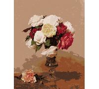 Zuty - Peinture par numéros - VASE AVEC ROSES (HENRI FANTIN-LATOUR), 40 x 50 cm, toile tendue sur châssis