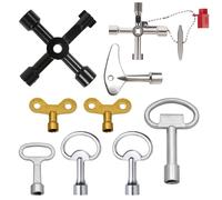 Zuuyye - Kit de 9 Clés Universelles pour Robinet, Clés Carrées & Croix de Service 4 Voies avec Triangle et Pointe pour Compteurs d'eau/Électricité, Chauffage, Armoire Électrique
