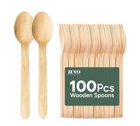 ZUVO Lot de 100 cuillères jetables en bois | Écologiques biodégradables et compostables | Pour fête, mariage, pique-nique