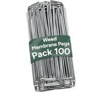 Zuvo Lot de 100 piquets de protection contre les mauvaises herbes - Piquets de jardin en forme de U de 150 mm pour sécuriser la pelouse, le gazon artificiel, les tapis et les filets - Piquets de sol