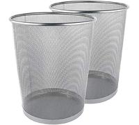 Zuvo Lot de 2 corbeilles à papier rondes en maille métallique Argenté