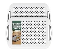 Zuvo Lot De 2 Plateaux De Service Antidérapants Avec Poignées | Léger, Durable & Facile À Nettoyer | Pour Tous Types D'Aliments & Boissons | Caoutchouc À Haute Adhérence | Blanc