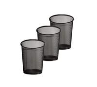 Zuvo Lot de 3 corbeilles à papier circulaires en maille légère en métal, idéales pour la cuisine, la maison, le bureau, le dortoir, le salon, le bureau, la chambre à coucher (noir)
