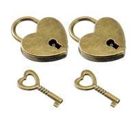 ZUWIJEQ Lot de 2 mini Cadenas Cœur avec Clés, Petit Cadenas Vintage en Métal Couleur Bronze pour Boîte à Bijoux, Journal Intime, Coffret Cadeau, Serrure Décorative 25x32mm
