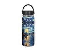 ZUXONGSY Van Gogh Bouteille d'eau pour enfants 8-10/6-8 ans Bouteille d'eau en acier inoxydable pour filles Bleu 591 ml Bouteille d'eau isotherme Sport Bouteille sous vide
