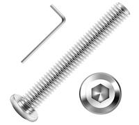 Zuyya Lot de 20 vis à tête plate M8 x 50 mm, vis M8 | Vis en acier inoxydable A2 V2A - Entraînement à six pans creux - Filetage complet avec clé à six pans creux