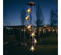 ZVO Carillon Extérieur Éolienne Solaire Lampe de Jardin avec Étoile, Décoration Lumineuse Solaire Suspendue pour Balcon Terrasse