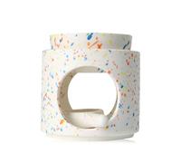 Zweipappel Lampe Parfumée en Céramique Avec Photophore | Diffuseur d'Huile et de Cire | Hauteur 11 cm Ø 10 cm | Bol Amovible | Surface Rainurée