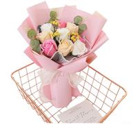 ZWEquipint Bouquet de fleurs en savon fait à la main de style coréen - Arrangement parfumé durable - Décoration d'intérieur pour femme - Anniversaire de mariage - Spécial pour les occasions (rose rose