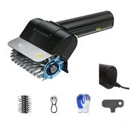ZWEquipint Brosse électrique sans fil avec rouleaux en acier inoxydable, 2000 mAh USB-C rechargeable, outil de nettoyage haute vitesse 1100 tr/min pour barbecue (A)