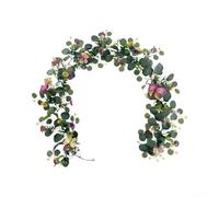 ZWEquipint Guirlande d'eucalyptus artificiel avec papillons 3D pour décoration de maison, fête de mariage, 1,8 m, arrangement floral en plastique