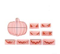 ZWEquipint Lot de 10 emporte-pièces d'Halloween en plastique en forme de citrouille, avec yeux pour décoration de pâtisserie, matériau PP anti-adhésif