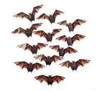 ZWEquipint Lot de 12 autocollants muraux 3D réalistes en PVC pour décoration d'Halloween, chauve-souris marron et noir (PY16015)