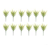 ZWEquipint Lot de 12 fleurs de lavande artificielles, 5 fourchettes en plastique, bouquet violet de 35 cm pour jardin, terrasse, extérieur, décoration d'intérieur (jaune)