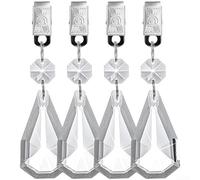 ZWEquipint Lot de 4 poids de nappe en cristal en forme de larme avec clips métalliques, ancrages de rideaux résistants au vent pour décoration de fête intérieure et extérieure, argenté, 10,4 x 3,1 cm