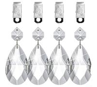 ZWEquipint Lot de 4 poids de nappe en cristal en forme de larme avec clips métalliques, ancrages de rideaux résistants au vent pour décoration de fête ou d'extérieur - Argenté - 10,4 x 3,1 cm (A)