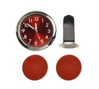ZWEquipint Mini horloge de voiture pour tableau de bord, 40 mm, montre numérique lumineuse avec veilleuse, décoration automatique en métal plaqué pour bateau, vélo, maison (rouge)