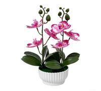 ZWEquipint Orchidée phalaenopsis artificielle avec 6 fleurs en pot pour la maison, le bureau, la décoration de bureau, jaune, blanc, violet, rouge, 26 cm (rose foncé)