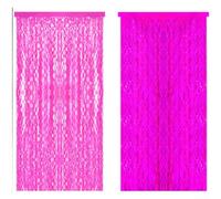 ZWEquipint Rideau de pluie fluorescent 1 x 2 m - Décoration de fête - Motif vagues - Pour mariage, anniversaire, événements festifs - Jaune, rose, vert (magenta)