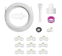 ZWEquipint Système de refroidissement brumisateur extérieur, kit de tuyau d'arrosage de 10 m avec buses en laiton, tube résistant aux UV pour serre de terrasse (blanc, 10 m, 10 têtes)