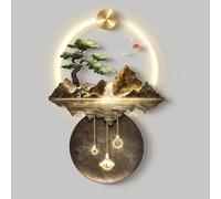 ZWESKUX Art Mural à LED, Sculptures murales à Suspendre avec lumière LED, décoration Murale 3D, peintures suspendues de paysages de Montagne et d'eau, pour Couloir d'entrée de Maison,50x70cm,A
