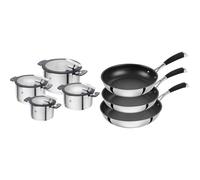 ZWILLING Batterie de Cuisine Simplify (4 Pièces) en Acier Inoxydable + Set de 3 Poêles Poletto, Acier Inoxydable 18/10, diam 20, 24 et 28 cm