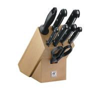 ZWILLING Bloc de Couteaux (9 Pièces), Bloc en Bois de Hêtre, Couteaux & Ciseaux, Acier Inoxydable Spécial, Manche Noir, série Twin Gourmet