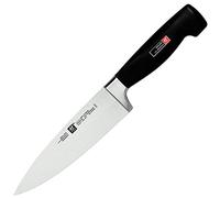 ZWILLING Couteau de Chef, Lame : 16 cm, Acier formule spéciale, Manche Noir, série Four Star
