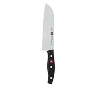 ZWILLING Couteau Santoku, Lame: 18 cm, Acier Inoxydable, Manche Noir, série Twin Pollux