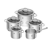 Zwilling Set de casseroles Essence 5 pièces, inox compatible induction, couvercles en verre, argent