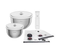 ZWILLING FRESH & SAVE BOWLS Set de Démarrage sous Vide 9 Pièces, Inox | 2 bols de 18 et 24 cm avec couvercles sous vide, 4 sacs et pompe sous vide