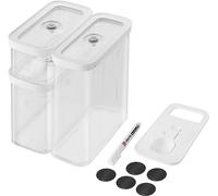 ZWILLING FRESH & SAVE CUBE Set, taille M, ensemble de rangement de 5 pièces comprenant 2x boîtes de conservation CUBE M, cuillère doseuse, étiquettes NFC