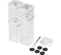 ZWILLING FRESH & SAVE CUBE Set, taille S, ensemble de rangement de 6 pièces comprenant 3x boîtes de conservation CUBE S, cuillère doseuse, étiquettes NFC